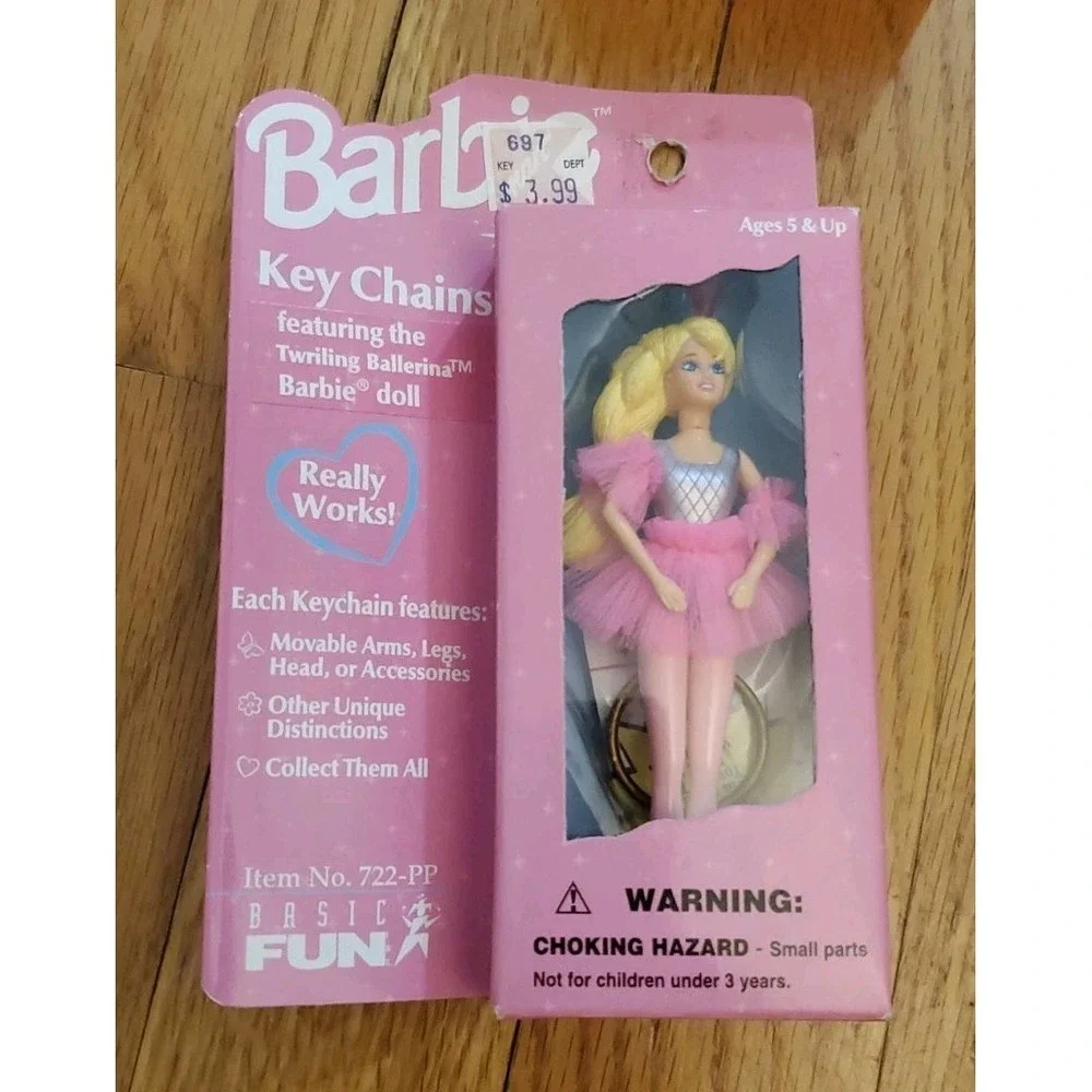 Vintage 1995 Barbie Keychain Lot 4 Basic Fun Poodle Picnic Spotlight Ballerina